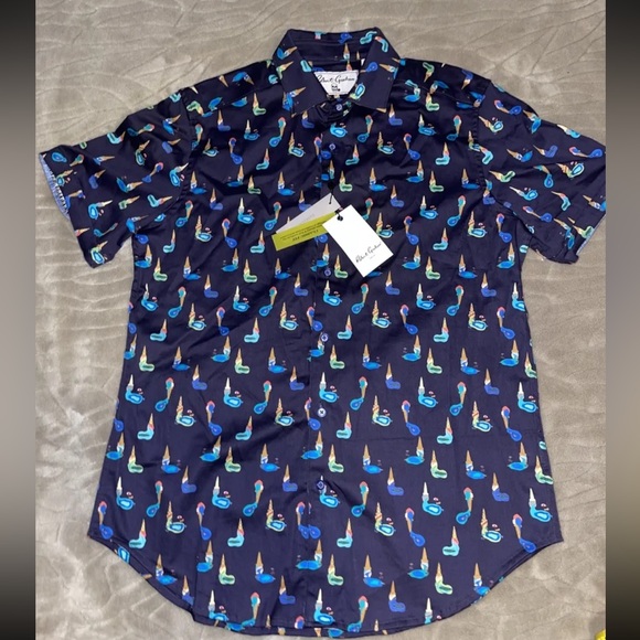 Robert Graham Ice Cream Short Sleeve shirt button downSize Small Reg fit NWT